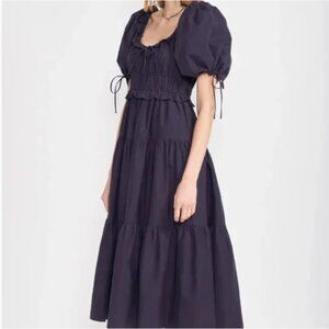EN SAISON Brielle Tiered Midi-Dress, Navy (Size Large)